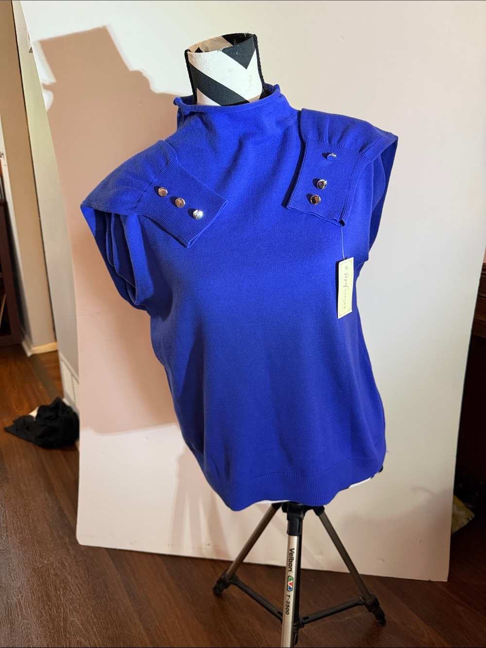 Maison Jules Cobalt Blue Mock Neck Sweater.